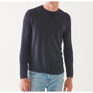 Patrick Assaraf 100% Extra Fine Merino Wool Crewneck Sweater in Navy Blue -Large
